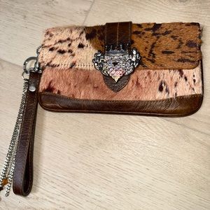 Cowhide Embellished Wristlet, Never Used